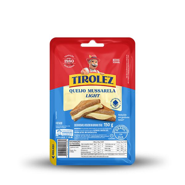 QUEIJO MUSSARELA TIROLEZ LIGHT FATIADO 150G