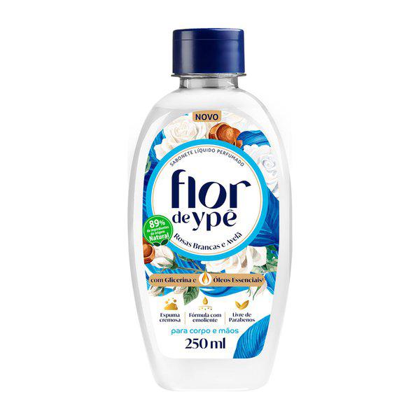 SABONETE LÍQUIDO FLOR DE YPÊ ROSAS BRANCAS E AVELÃ FLIPTOP 250ML