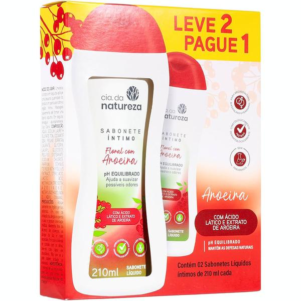 SABONETE ÍNTIMO LÍQUIDO CIA DA NATUREZA FLORAL COM AROEIRA 210ML C/2