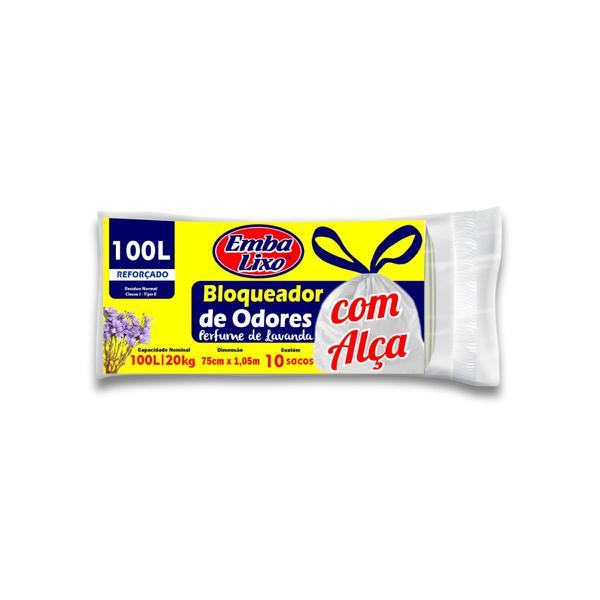 SACO DE LIXO EMBALIXO BLOQUEADOR DE ODORES 100L C/10 UNIDADES