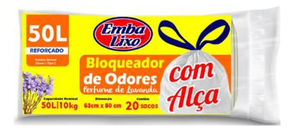 SACO DE LIXO EMBALIXO BLOQUEADOR DE ODORES 50L C/20