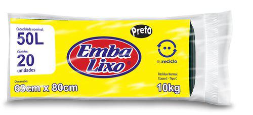 SACO DE LIXO EMBALIXO ULTRA RESISTENTE 50L C/20