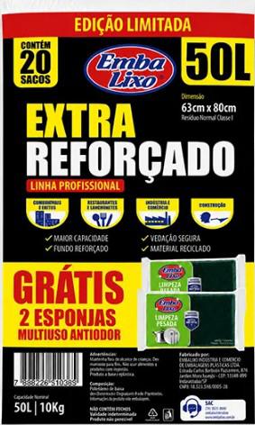 SACO LIXO EMBALIXO EXTRA 50L C/10+2 ESPOJAS