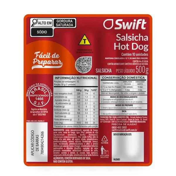 SALSICHA HOT DOG SWIFT 500G