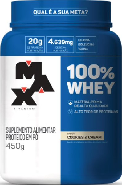 SUPLEMENTO WHEY MAX TITANIUM 100% COOKIES & CREAM 450G