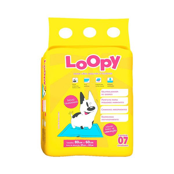 TAPETE HIGIÊNICO P/CÃES LOOPY 80X60 C/7 UNIDADES