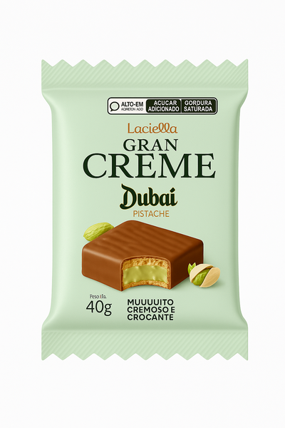 WAFER RECHEADO GRAN CREME DUBAI PISTACHE AO LEITE 40G