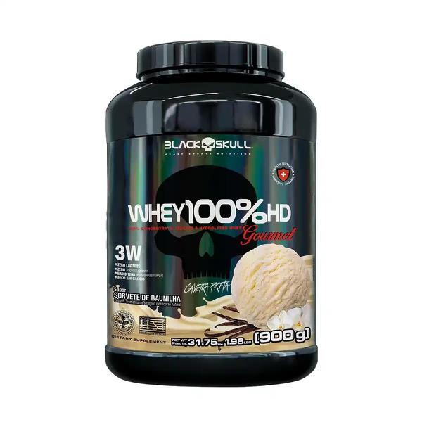 WHEY 100% HD BLACK SKULL SABOR BAUNILHA 900G