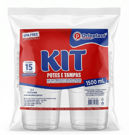 KIT POTE PLASTICO 1LITRO ORLEPLAST