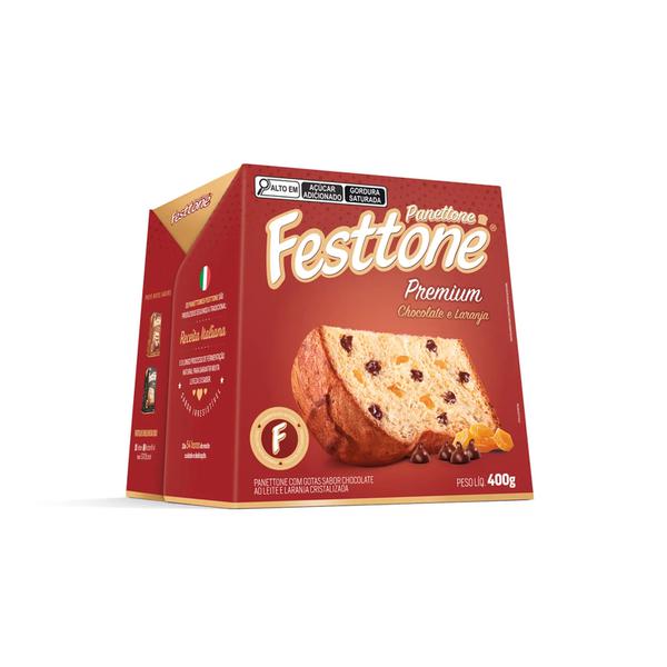 PANETTONE FESTTONE PREMIUM CHOCO LARANJA 400G