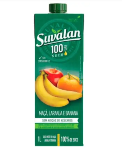 SUCO DE MACA LARANJA E BANANA SUVALAN 1L