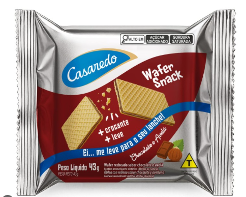 WAFER CHOCO E AVELA CASAREDO 43G