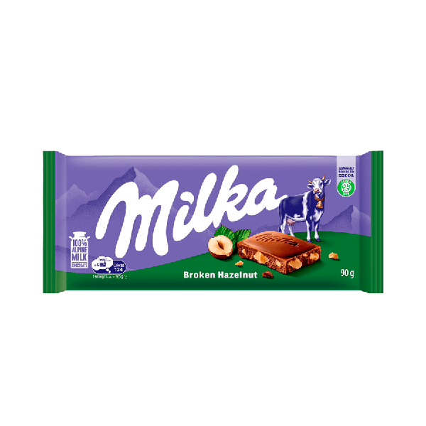 CHOC MILKA HAZELNUT AVELA 90G