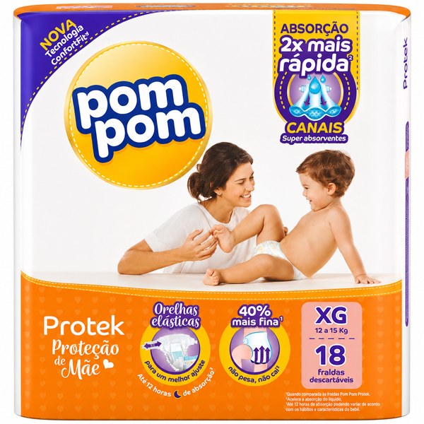 FRALDA POM POM CLASSICA JUMBO XG C/18