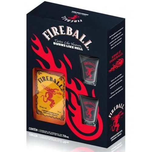 KIT LICOR FIREBALL+ 02 COPOS SHOT 750ML