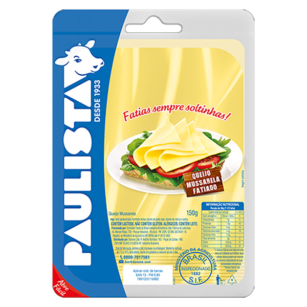 QUEIJO MUSSARELA FATIADO PAULISTA 150G