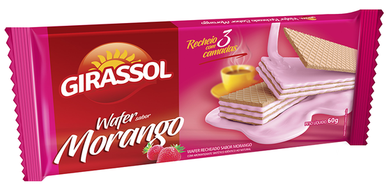 Bisc Wafer Girassol 60g Morango