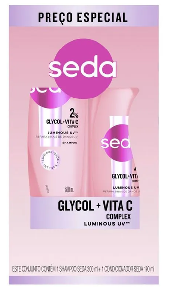 Kit Shampoo 300ml + Cond 190ml Seda Luminous Uv
