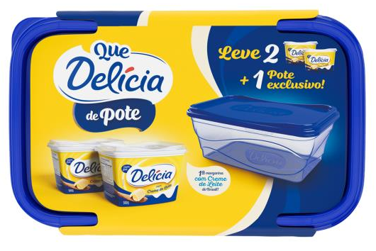 Pack Promocional Margarina Delicia 2x500g mais pote