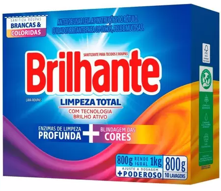 Sabao Po Brilhante 800g Caixa Limpeza Total