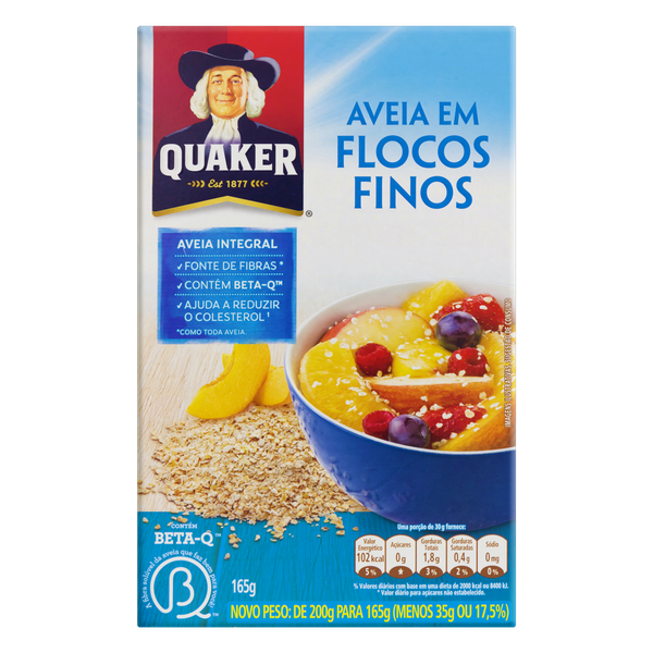 AVEIA QUAKER FLOCOS FINOS 165GR