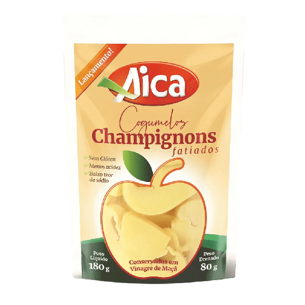 CHAMPIGNON INTEIRIO AICA VINAGRE DE MACA SACHE 80G