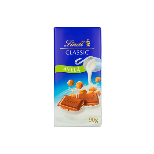 CHOC LINDT CLASSIC AO LEITE C/AVELA 90G