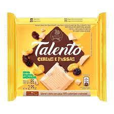CHOC TALENTO BCO C CEREAIS E PASSAS 85G