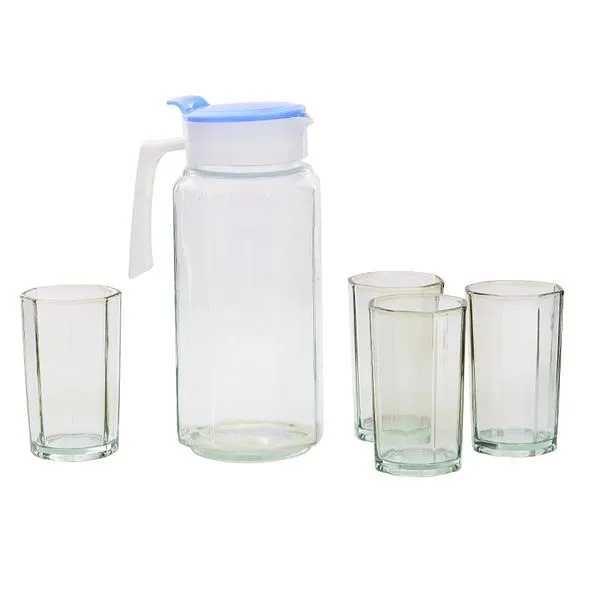 CONJ.JARRA E COPO TRANS VD 5PCS 900ML