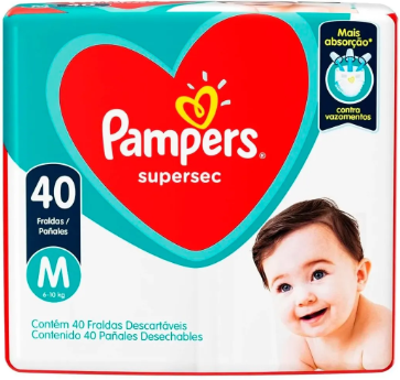 FRALDA PAMPERS SUPERSEC MEGA M COM 40UN