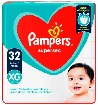 FRALDA PAMPERS SUPERSEC MEGA XG COM 32 UN