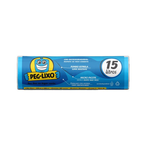 SACO LIXO PEG LIXO 15L C/80 ECONOMICO AZUL 39X58