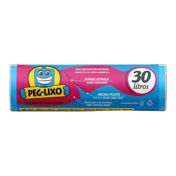 SACO LIXO PEG LIXO 30L C/40 ECONOMICO AZUL 59X62