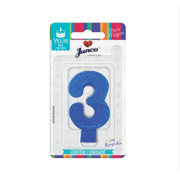 VELA SABOR DE FESTA BIG AZUL C/OURO N3