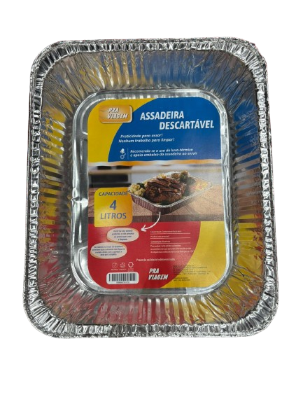ASSADEIRA ALUMINIO RETANGULAR PRA VIAGEM 4L