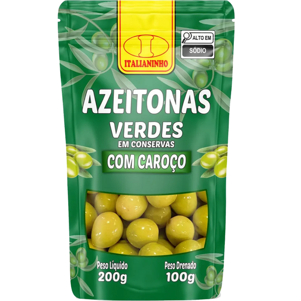 AZEITONA VERDE ITALIANINHO C/CAROCO SC 100G