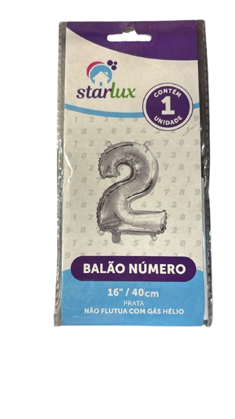 BALAO METALIZADO N 2 - 16 POL PRATA STARLUX FEST.