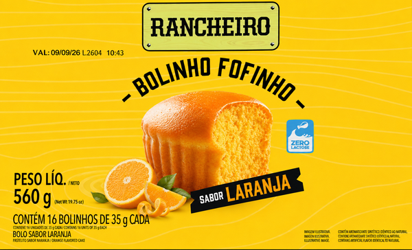 BOLINHO LARANJA SEM RECHEIO RANCHEIRO CX 560G