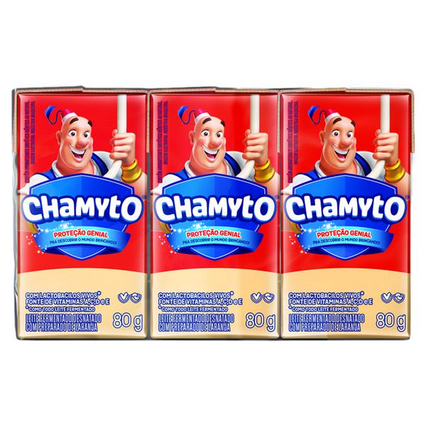 CHAMYTO BOX LEITE FERMENTADO LARANJA C/6 80G
