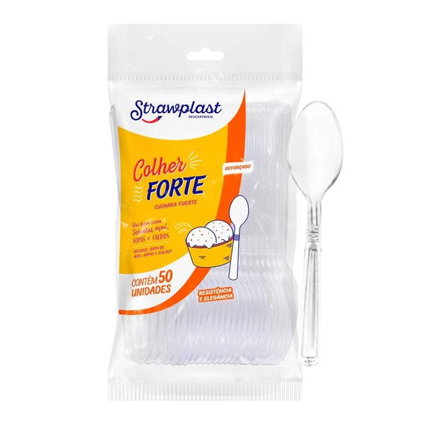 COLHER FORTE REFORCADO STRAWPLAST C/50UNIDS
