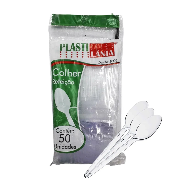 COLHER REFEICAO BRANCO PLASTILANIA 50UN
