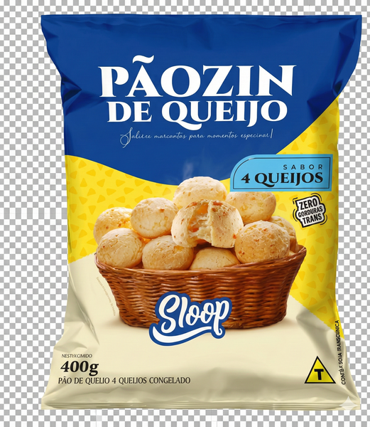 PAO DE QUEIJO QUATRO QUEIJOS CONGELADO SLOOP 400G
