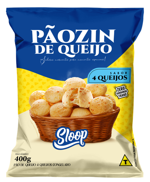 PAO DE QUEIJO QUATRO QUEIJOS CONGELADO SLOOP 400G