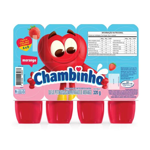PETIT SUISSE CHAMBINHO MORANGO 320G