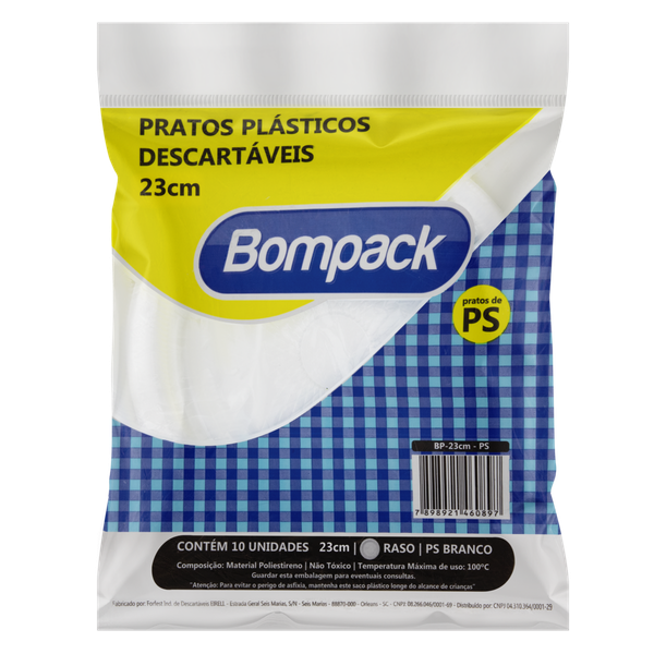 PRATO PLASTICO BOM PACK 23CM C/10 UNID