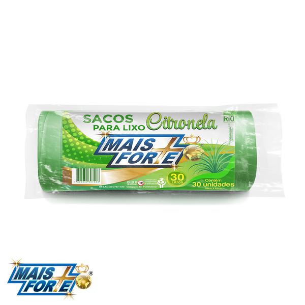 SACO LIXO CITRONELA VERDE MAIS FORTE 30 LITROS