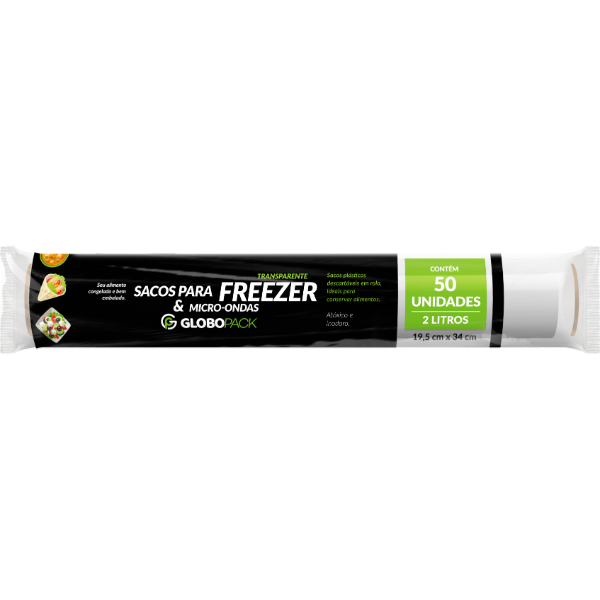 SACO P/ FREEZER 2L GLOBO PACK 19,5CM X 34CM