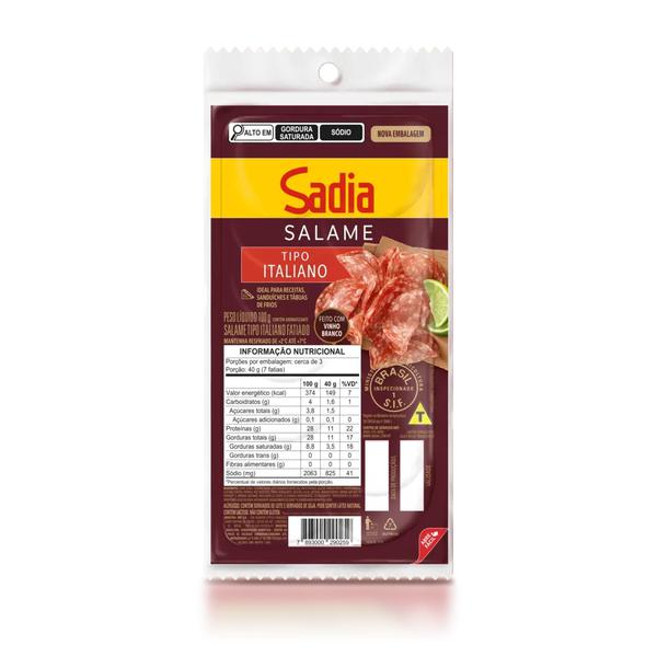 SALAME SADIA TIPO ITALIANO FATIADO 100G