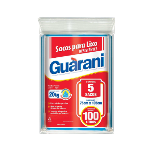 SACO PARA LIXO GUARANI 100L C/5 UNID