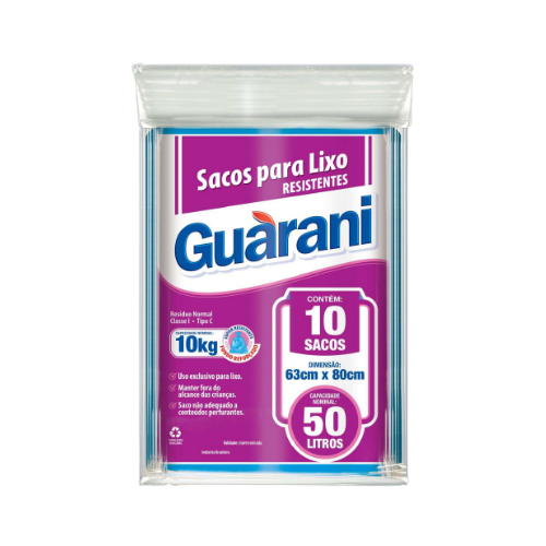 SACO PARA LIXO GUARANI 50L C/10 UNID